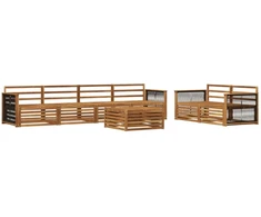 Lauko sofos komplektas 7 pcs Natūrali Kietos akacijos mediena