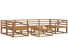 Lauko baldų komplektas Lauko sofos komplektas 7 pcs Natūrali Kietos akacijos mediena