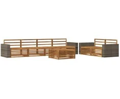 Lauko sofos komplektas 7 pcs Natūrali Kietos akacijos mediena