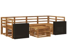 Lauko sofos komplektas 7 pcs Natūrali Kietos akacijos mediena