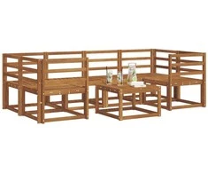 Lauko sofos komplektas 7 pcs Natūrali Kietos akacijos mediena