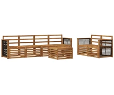 Lauko sofos komplektas 7 pcs Natūrali Kietos akacijos mediena