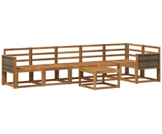 Lauko sofos komplektas 7 pcs Natūrali Kietos akacijos mediena