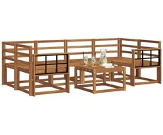 Lauko sofos komplektas 7 pcs Natūrali Kietos akacijos mediena