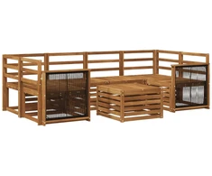 Lauko sofos komplektas 7 pcs Natūrali Kietos akacijos mediena