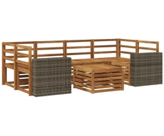 Lauko sofos komplektas 7 pcs Natūrali Kietos akacijos mediena