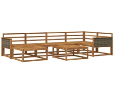 Lauko sofos komplektas 7 pcs Natūrali Kietos akacijos mediena