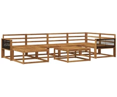 Lauko sofos komplektas 7 pcs Natūrali Kietos akacijos mediena