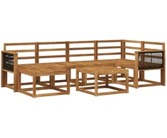Lauko sofos komplektas 7 pcs Natūrali Kietos akacijos mediena