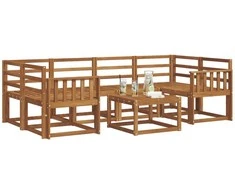 Lauko sofos komplektas 7 pcs Natūrali Kietos akacijos mediena