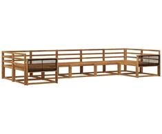 Lauko sofos komplektas 7 pcs Natūrali Kietos akacijos mediena