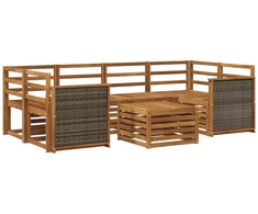 Lauko sofos komplektas 7 pcs Natūrali Kietos akacijos mediena
