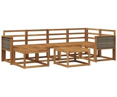 Lauko sofos komplektas 7 pcs Natūrali Kietos akacijos mediena