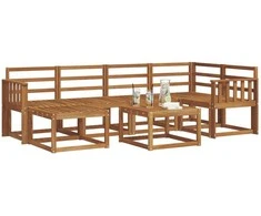 Lauko sofos komplektas 7 pcs Natūrali Kietos akacijos mediena