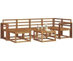 Lauko sofos komplektas 7 pcs Natūrali Kietos akacijos mediena