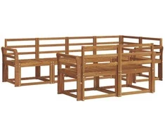 Lauko sofos komplektas 7 pcs Natūrali Kietos akacijos mediena