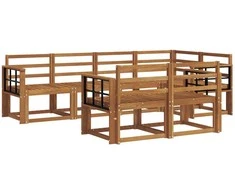 Lauko sofos komplektas 7 pcs Natūrali Kietos akacijos mediena