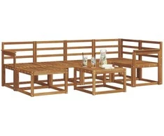 Lauko sofos komplektas 7 pcs Natūrali Kietos akacijos mediena