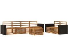 Lauko sofos komplektas 7 pcs Natūrali Kietos akacijos mediena