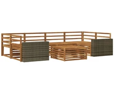 Lauko sofos komplektas 7 pcs Natūrali Kietos akacijos mediena