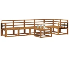 Lauko sofos komplektas 7 pcs Natūrali Kietos akacijos mediena