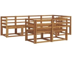 Lauko sofos komplektas 7 pcs Natūrali Kietos akacijos mediena