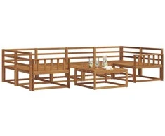 Lauko baldų komplektas Lauko sofos komplektas 7 pcs Natūrali Kietos akacijos mediena