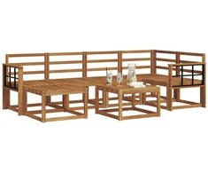 Lauko sofos komplektas 7 pcs Natūrali Kietos akacijos mediena