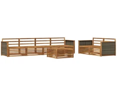 Lauko sofos komplektas 7 pcs Natūrali Kietos akacijos mediena