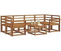 Lauko sofos komplektas 7 pcs Natūrali Kietos akacijos mediena