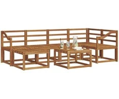 Lauko sofos komplektas 7 pcs Natūrali Kietos akacijos mediena