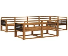 Lauko sofos komplektas 8 pcs Natūrali Kietos akacijos mediena