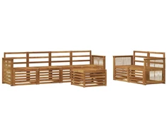 Lauko sofos komplektas 7 pcs Natūrali Kietos akacijos mediena