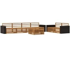 Lauko sofos komplektas 7 pcs Natūrali Kietos akacijos mediena