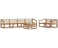 Lauko sofos komplektas 7 pcs Natūrali Kietos akacijos mediena