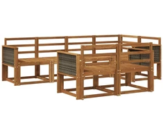 Lauko sofos komplektas 7 pcs Natūrali Kietos akacijos mediena