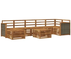 Lauko sofos komplektas 7 pcs Natūrali Kietos akacijos mediena