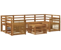 Lauko sofos komplektas 7 pcs Natūrali Kietos akacijos mediena