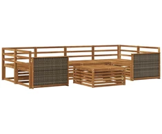 Lauko sofos komplektas 7 pcs Natūrali Kietos akacijos mediena