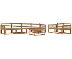 Lauko sofos komplektas 7 pcs Natūrali Kietos akacijos mediena