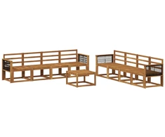 Lauko sofos komplektas 7 pcs Natūrali Kietos akacijos mediena