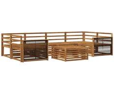 Lauko sofos komplektas 7 pcs Natūrali Kietos akacijos mediena