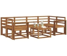 Lauko sofos komplektas 7 pcs Natūrali Kietos akacijos mediena