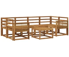 Lauko sofos komplektas 7 pcs Natūrali Kietos akacijos mediena