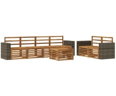 Lauko sofos komplektas 7 pcs Natūrali Kietos akacijos mediena