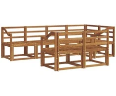 Lauko sofos komplektas 7 pcs Natūrali Kietos akacijos mediena