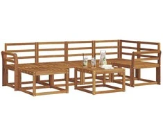 Lauko sofos komplektas 7 pcs Natūrali Kietos akacijos mediena