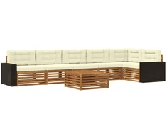 Lauko sofos komplektas 7 pcs Natūralus ir grietinėlė