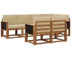 Lauko sofos komplektas 7 pcs Natūralus ir bežinis Poliesteris