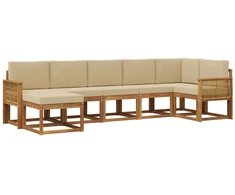 Lauko sofos komplektas 7 pcs Natūralus ir bežinis Poliesteris